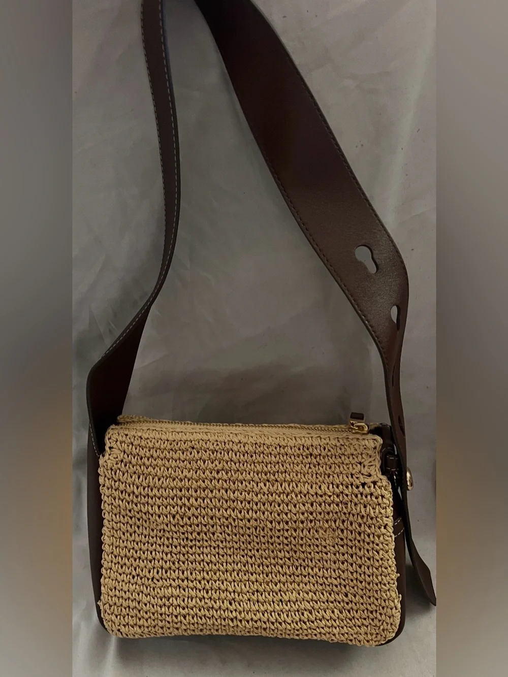 Tory Burch ROMY WOVEN Leather Shoulder Bag $395